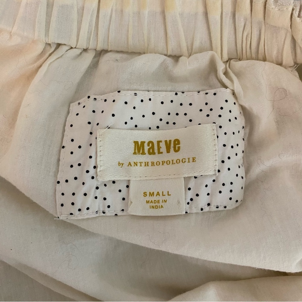 Maeve Anthropologie Colorblocked Two-Tone Cream Black Linen Midi Dress Size S - Picture 11 of 15